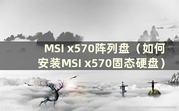 MSI x570阵列盘（如何安装MSI x570固态硬盘）